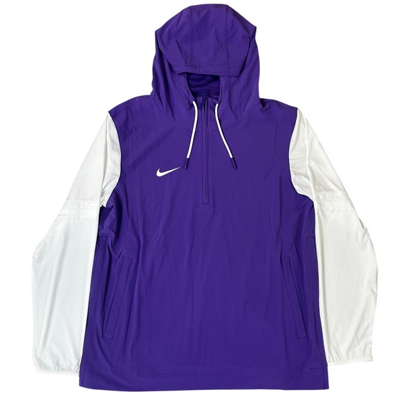 Nike Other - Nike Pregame 1/4 Zip Coaches Player Jacket Mens Large Purple Dri-Fit Hood NEW